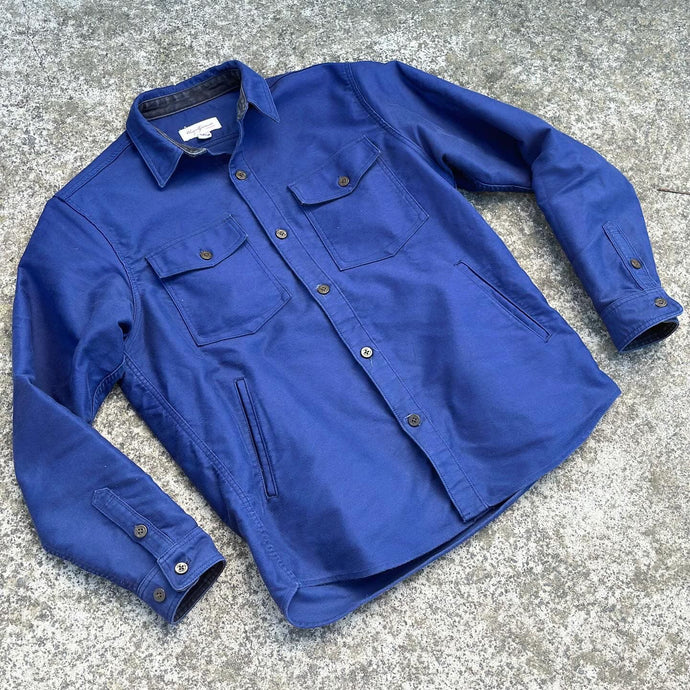 ‘Deck Master’ Moleskin C.P.O Shirt in Royal Blue after 12 months of use!