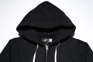 12oz 'Pioneer' Loopwheel Zip Hoody (Shadow Black)