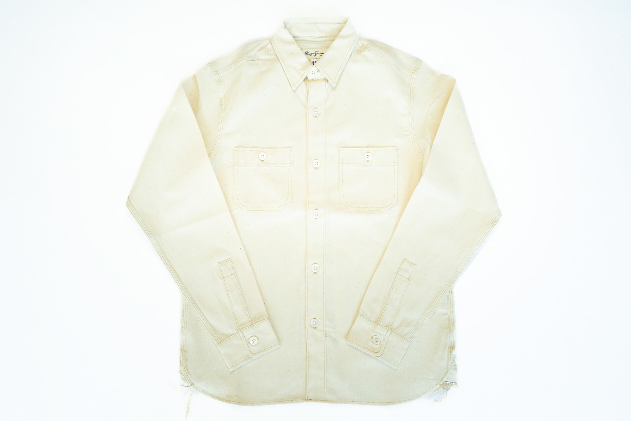 9OZ 'STANLEY' SELVAGE CHAMBRAY WORK SHIRT (CREAM)